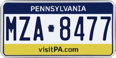 PA license plate MZA8477