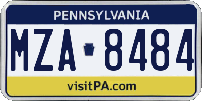 PA license plate MZA8484