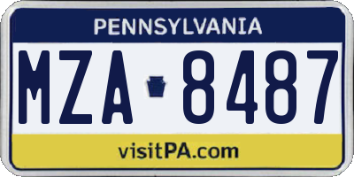 PA license plate MZA8487