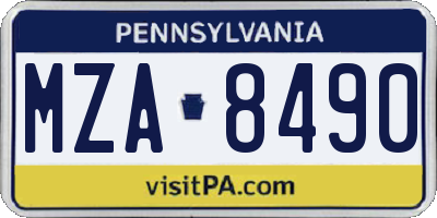 PA license plate MZA8490