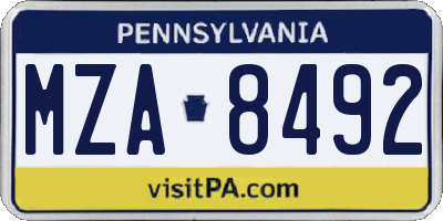 PA license plate MZA8492