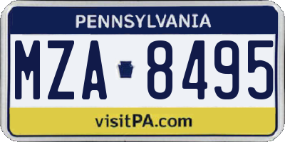 PA license plate MZA8495