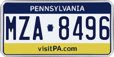 PA license plate MZA8496