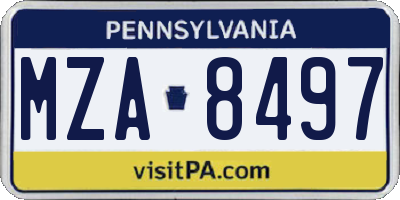 PA license plate MZA8497