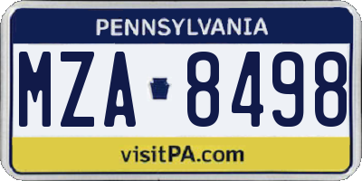 PA license plate MZA8498