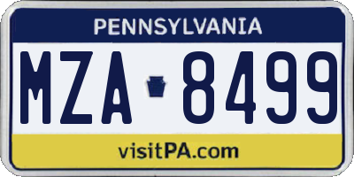 PA license plate MZA8499