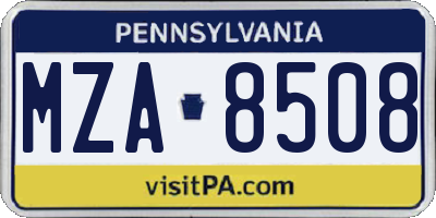PA license plate MZA8508