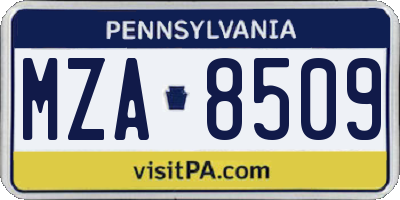 PA license plate MZA8509