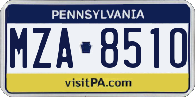 PA license plate MZA8510