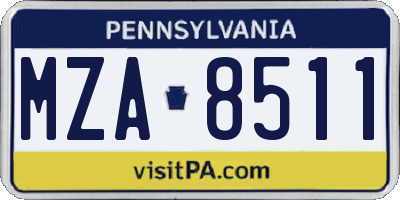 PA license plate MZA8511