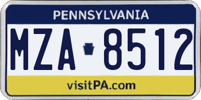 PA license plate MZA8512