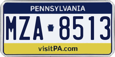 PA license plate MZA8513