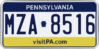 PA license plate MZA8516