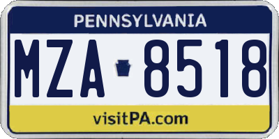 PA license plate MZA8518