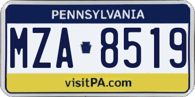 PA license plate MZA8519
