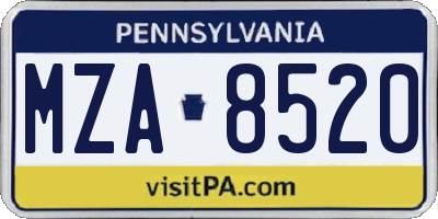 PA license plate MZA8520