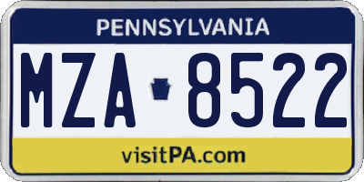 PA license plate MZA8522