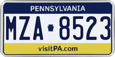 PA license plate MZA8523