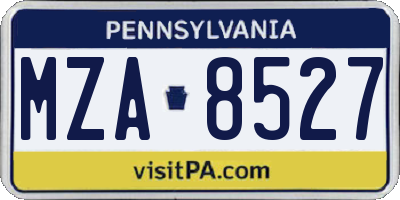 PA license plate MZA8527