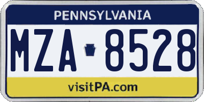PA license plate MZA8528