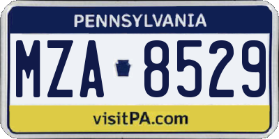 PA license plate MZA8529