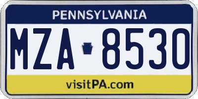 PA license plate MZA8530