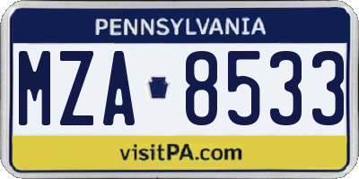 PA license plate MZA8533