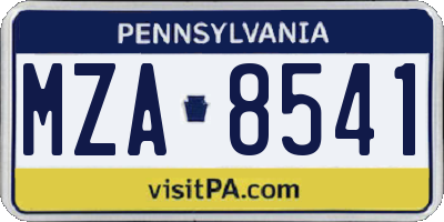 PA license plate MZA8541