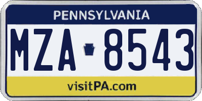 PA license plate MZA8543