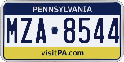 PA license plate MZA8544