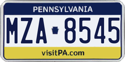 PA license plate MZA8545
