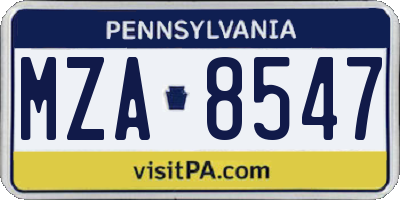 PA license plate MZA8547
