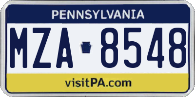 PA license plate MZA8548