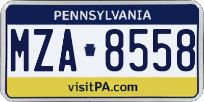 PA license plate MZA8558