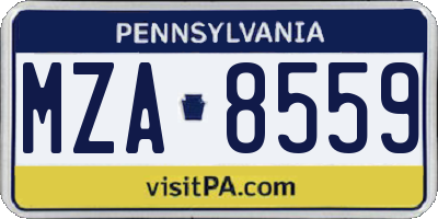 PA license plate MZA8559