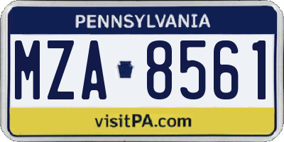 PA license plate MZA8561