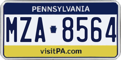 PA license plate MZA8564