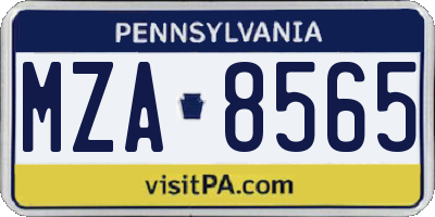 PA license plate MZA8565