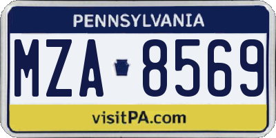 PA license plate MZA8569