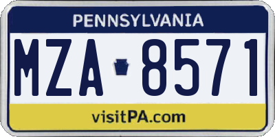 PA license plate MZA8571