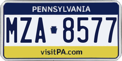 PA license plate MZA8577
