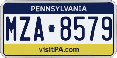 PA license plate MZA8579