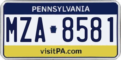 PA license plate MZA8581