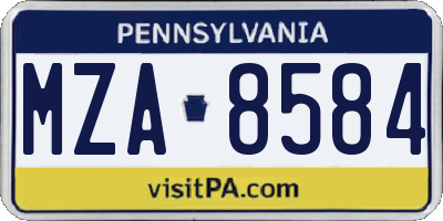 PA license plate MZA8584