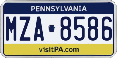 PA license plate MZA8586
