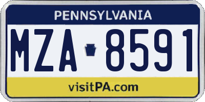 PA license plate MZA8591