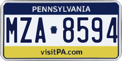 PA license plate MZA8594