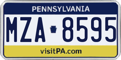 PA license plate MZA8595