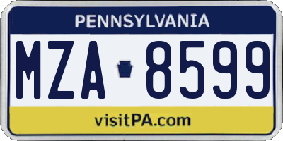 PA license plate MZA8599