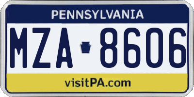 PA license plate MZA8606